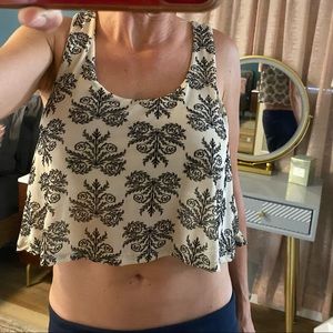 Fora crop top beige black with top under. Small